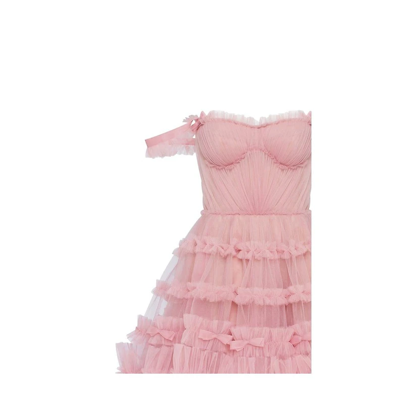 Milla Women's Flirty ruffled tulle mini dress misty rose