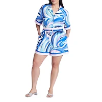 Eloquii Women's Printed Short With Border