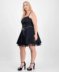 City Studios Trendy Plus Bow-Detail Mini Dress
