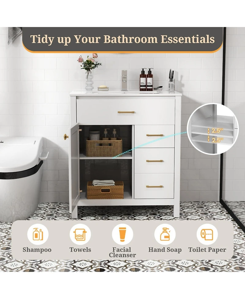 Single Bathroom Vanity with 2 Drawers and 1 Door