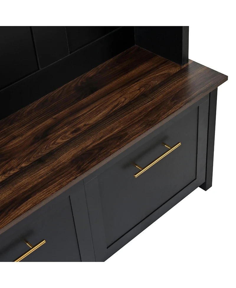 Streamdale 4-in-1 Hall Tree Hooks, Storage Bench, 76.6"H