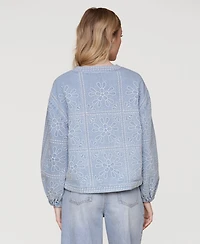 Avec Les Filles Women's Floral Embroidered Barn Jacket