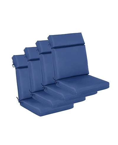 Aoodor 4Pcs Outdoor Cartridge High Back Dining Chair Cushion Set, Fade and Water Resistant Polyester Fabric Cover with Ties Zipper