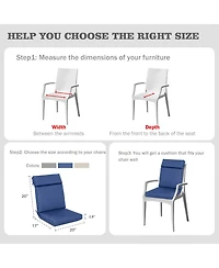 Aoodor 4Pcs Outdoor Cartridge High Back Dining Chair Cushion Set, Fade and Water Resistant Polyester Fabric Cover with Ties Zipper