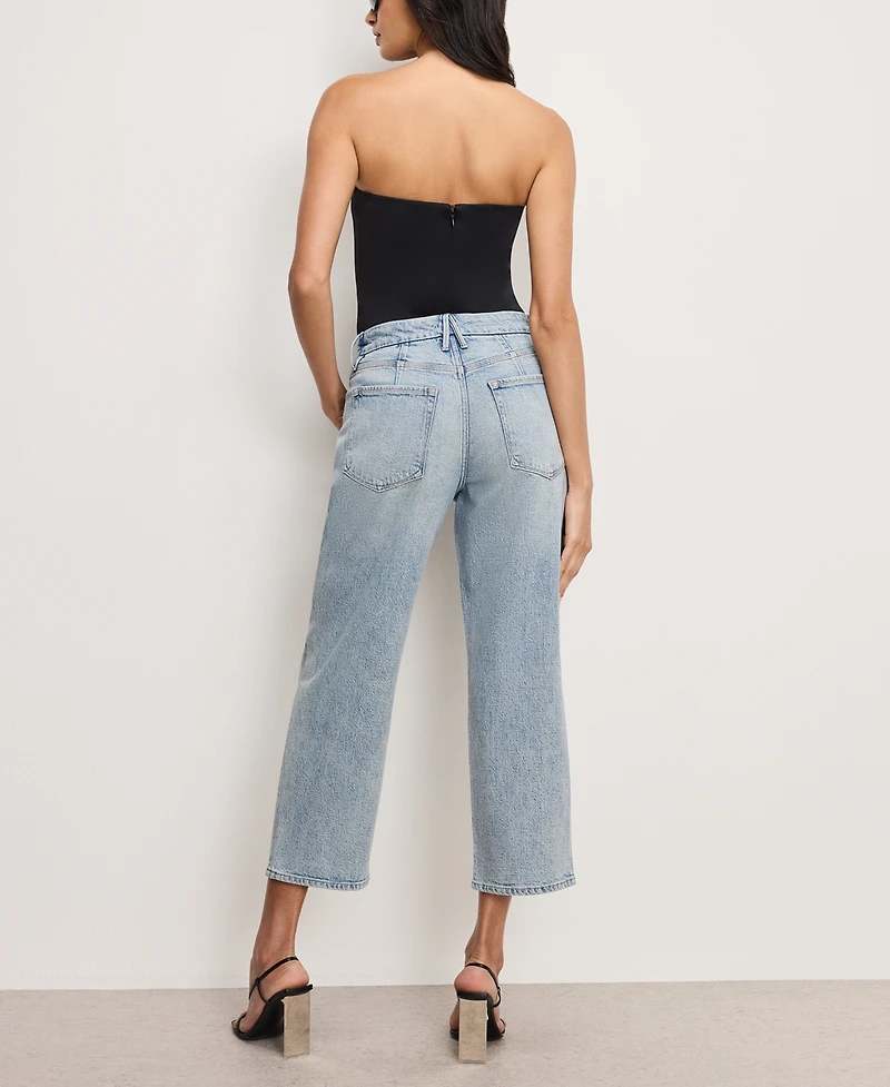 Good American Women's Crystal Stars 90s Cropped Jeans