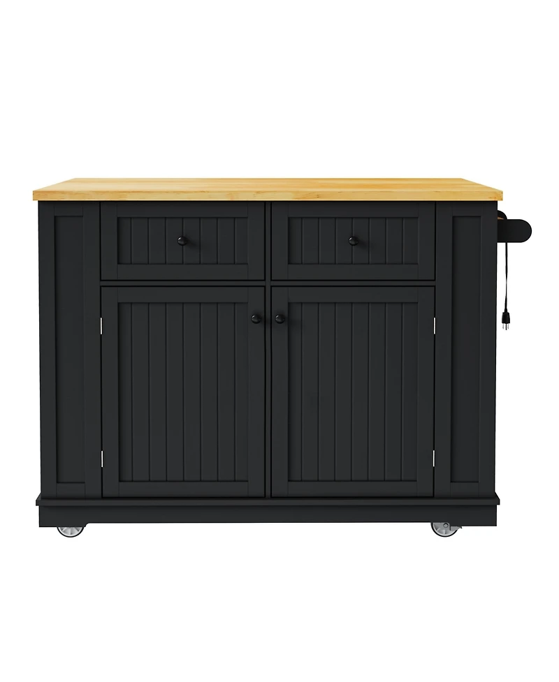 Streamdale 48" Kitchen Island w/ Stools, Power, Storage, Drop Leaf