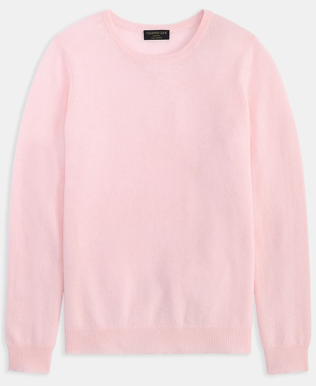 Shop Charter Club Women's Long-Sleeve 100% Cashmere Crewneck