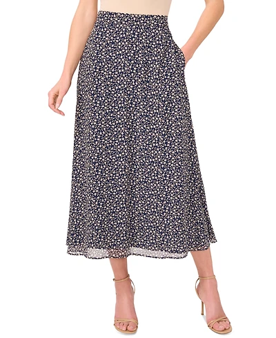 CeCe Women's Floral-Print A-Line Midi Skirt