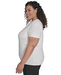 Calvin Klein Plus Textured Short-Sleeve Sweater