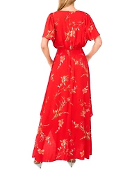 CeCe Women's V-Neck Smocked Waist Maxi Dress