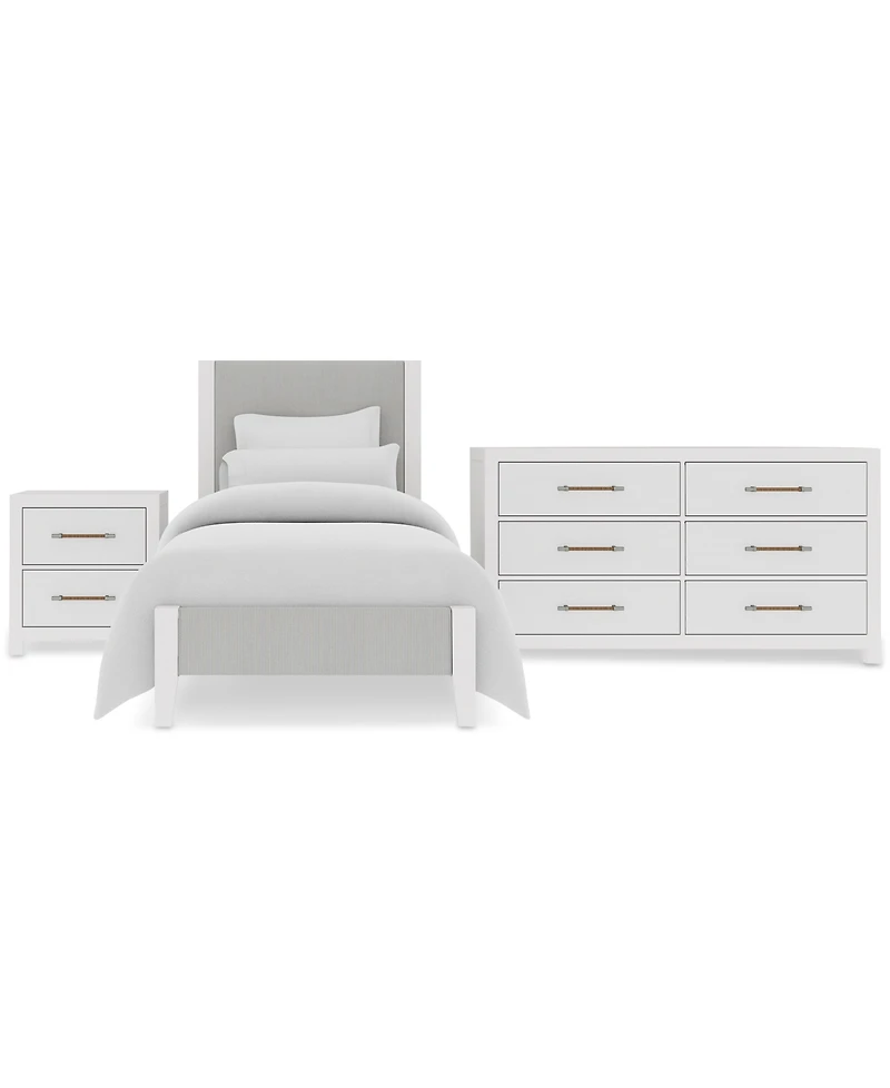 Catriona 3pc Bedroom Set (Twin Upholstered Bed, Dresser & 2-Drawer Nightstand), Created for Macy's