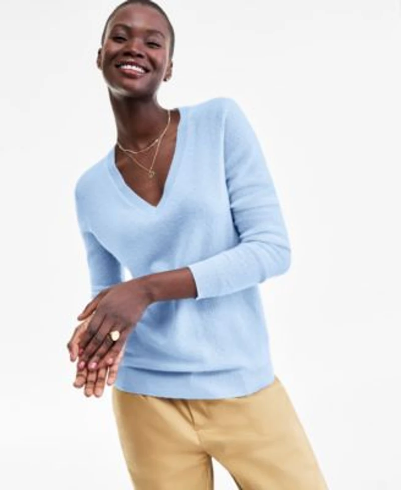 Charter Club 100 Cashmere Womens V Neck Long Sleeve Sweater Pxs Xxl Macys Exclusive