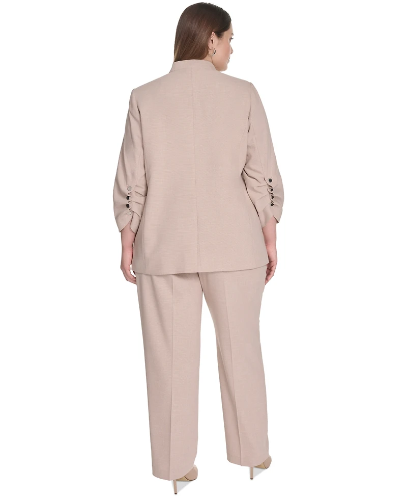 Calvin Klein Plus Novelty 3/4-Sleeve One-Button Jacket