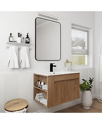 Streamdale 30 Inch Bathroom Vanity With Ceramic Basin And Adjust Open Shelf