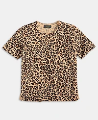 Charter Club Women's 100% Cashmere Leopard-Print Short-Sleeve Sweater, Macy's Exclusive