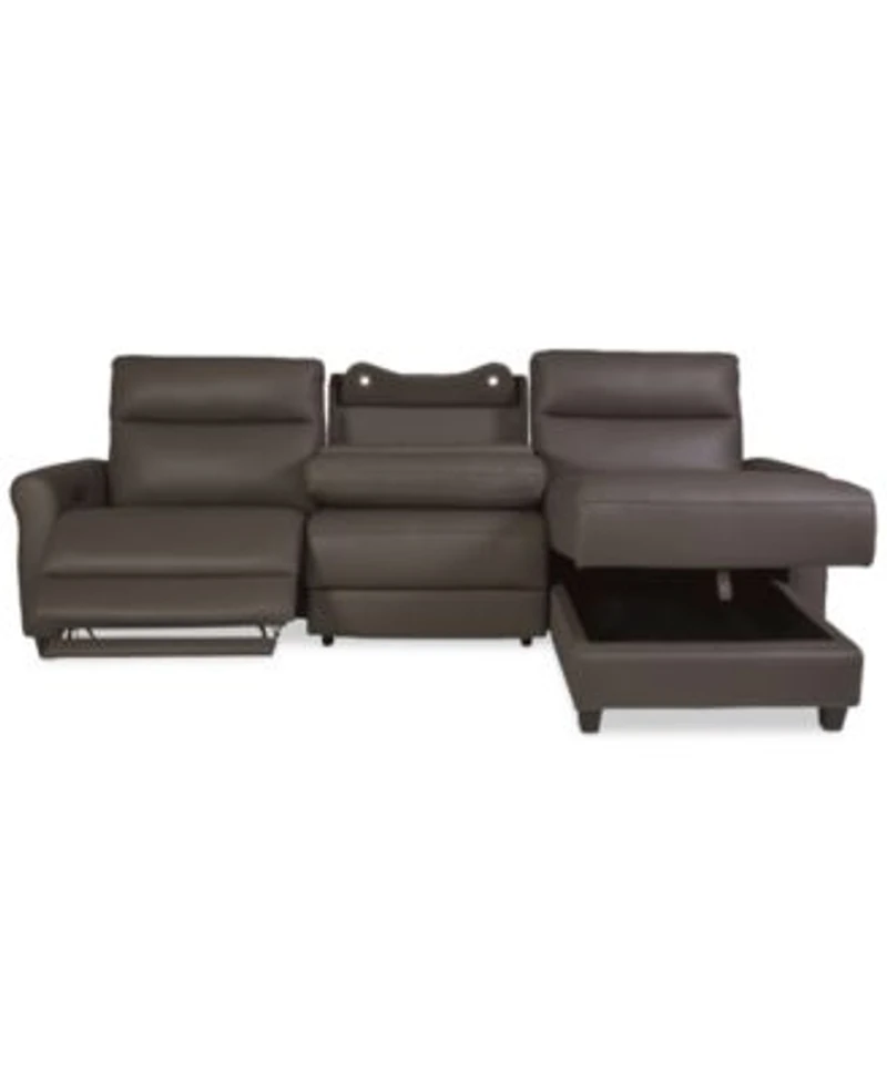 Thandler Zero Gravity Leather Sectional Collection Created For Macys