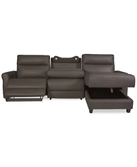 Thandler Zero Gravity Leather Sectional Collection Created For Macys