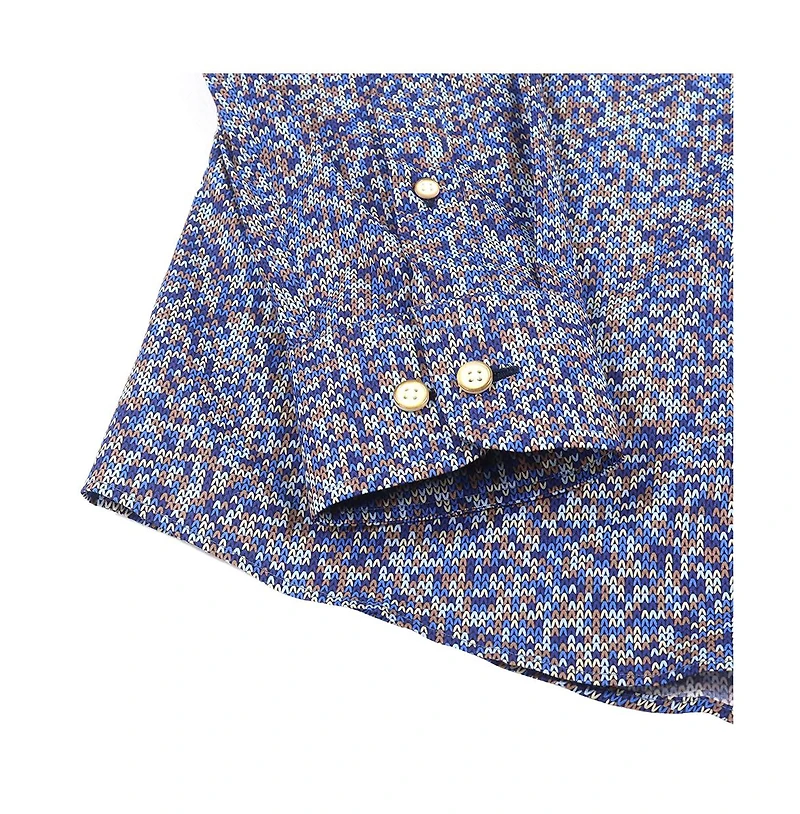 Luchiano Visconti Men's Leo Blue Daggered Print shirt