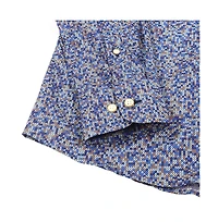 Luchiano Visconti Men's Leo Blue Daggered Print shirt