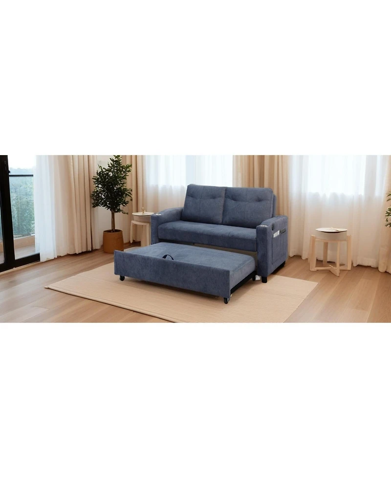 Streamdale Modern Velvet 3-in-1 Sofa with Pullout Bed, Convertible Sleeper