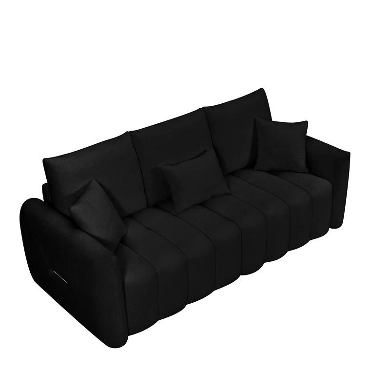 Streamdale Premium 80.7" Teddy Sofa with Pillows, Oversized Chair, Solid Wood Frame