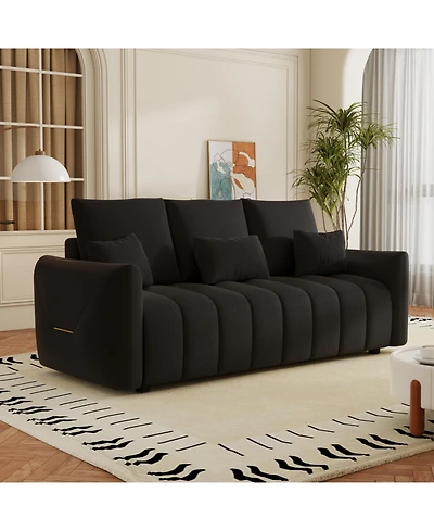 Streamdale Premium 80.7" Teddy Sofa with Pillows, Oversized Chair, Solid Wood Frame