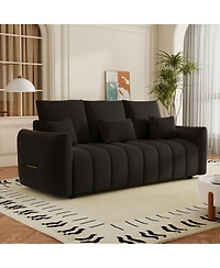 Streamdale Premium 80.7" Teddy Sofa with Pillows, Oversized Chair, Solid Wood Frame