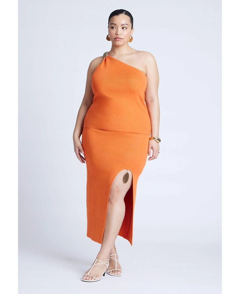 Eloquii Women's Knit Skirt With Slit And Hardware