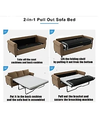 Streamdale Convertible Sofa Bed with 3.35" Memory Foam Mattress, 81.5" Queen