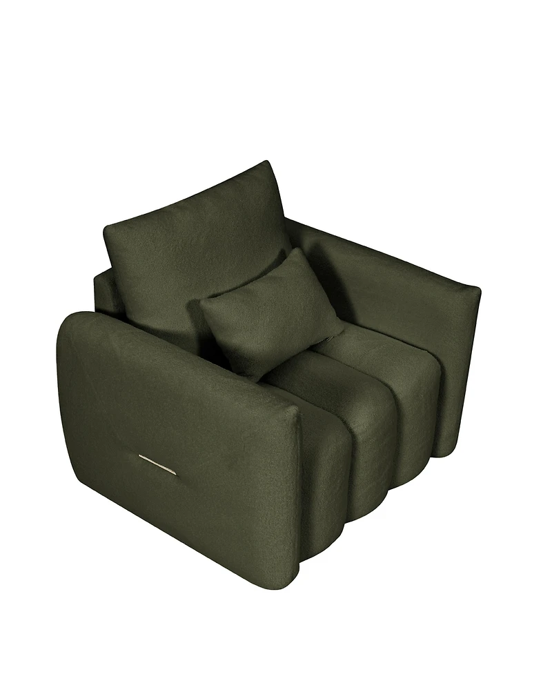Streamdale Modern Lounge Chair - Teddy Fabric Sofa with Pillow - Army Green