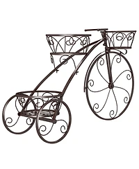 Tricycle Plant Stand Flower Pot Cart Holder with 3 Hollowed Baskets