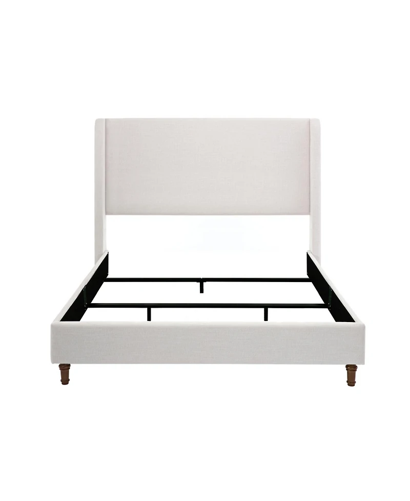 Streamdale Hayden Wingback Upholstered Queen Bed Tall Headboard, Ivory Canvas