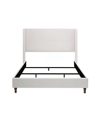 Streamdale Hayden Wingback Upholstered Queen Bed Tall Headboard, Ivory Canvas