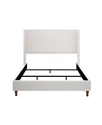 Streamdale Hayden Wingback Upholstered Queen Bed Tall Headboard, Ivory Canvas