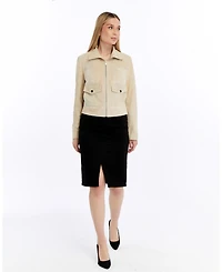 Furniq Uk Women's Cropped Suede Jacket