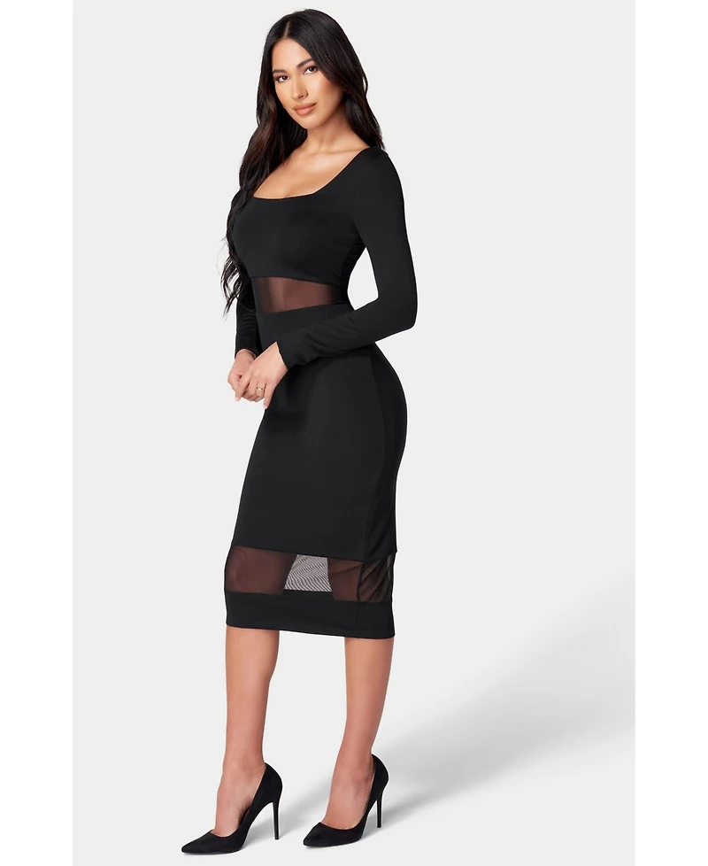 Bebe Women's Square Neck Midi Dress