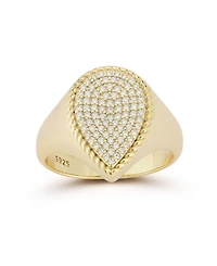 Rachel Zoe Sterling Silver Pave Pear Signet Ring