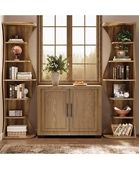 Tribesigns 73.2" Tall Corner Bookcase, Farmhouse 6-Tier Corner Shelf for Small Space, Freestanding Bookshelf Display Shelf Plant Stand