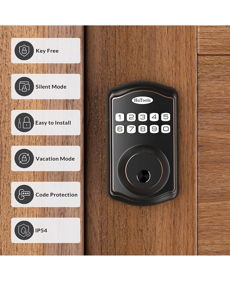 Zachvo Fingerprint Door Lock Keyless Deadbolt, Electric Door Locks with Keypads and Emergency Charging Port, Oil Rubbed Bronze
