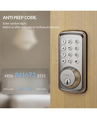 Zachvo Keyless Entry Deadbolt Lock, Electric Door Locks with Keypads and Emergency Charging Port, Satin Nickel