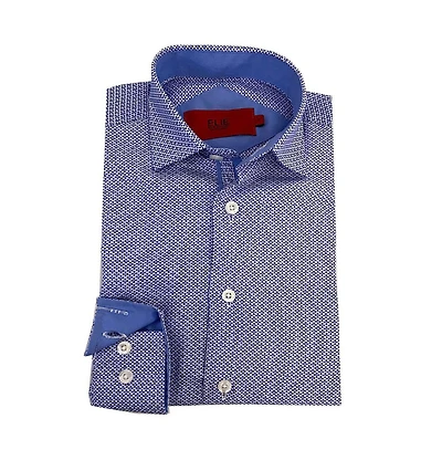 Elie Balleh Little Boys Blue Tonal Neat Slim Fit Shirt