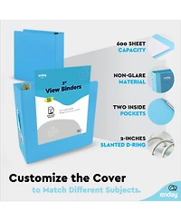Enday 3-Ring Binder with Clear View Cover and 2 Inside Pockets – Heavy Duty Durable Binder for School Supplies, Office Organization