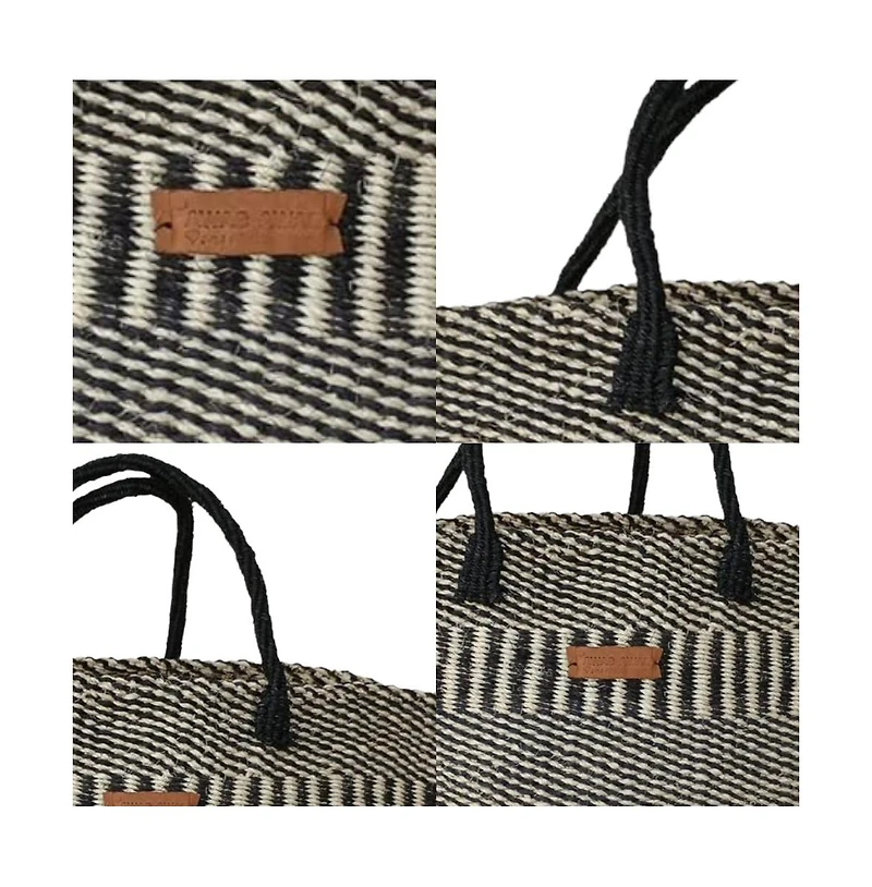 Balance Stripes Handmade Sisal Beach Market Sustainable Straw Basket Tote Bag