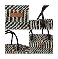 Balance Stripes Handmade Sisal Beach Market Sustainable Straw Basket Tote Bag