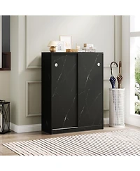 Streamdale Marble 6-Layer Shoe Cabinet with Sliding Door
