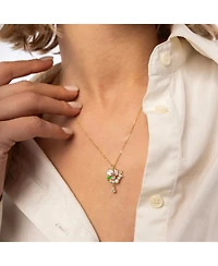 Spero London Pansy Violet Floral Necklace Sterling Silver