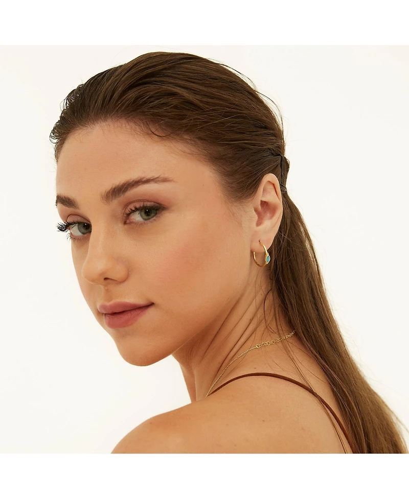 Spero London Drop Turquoise Solitaire Earrings Sterling Silver 
