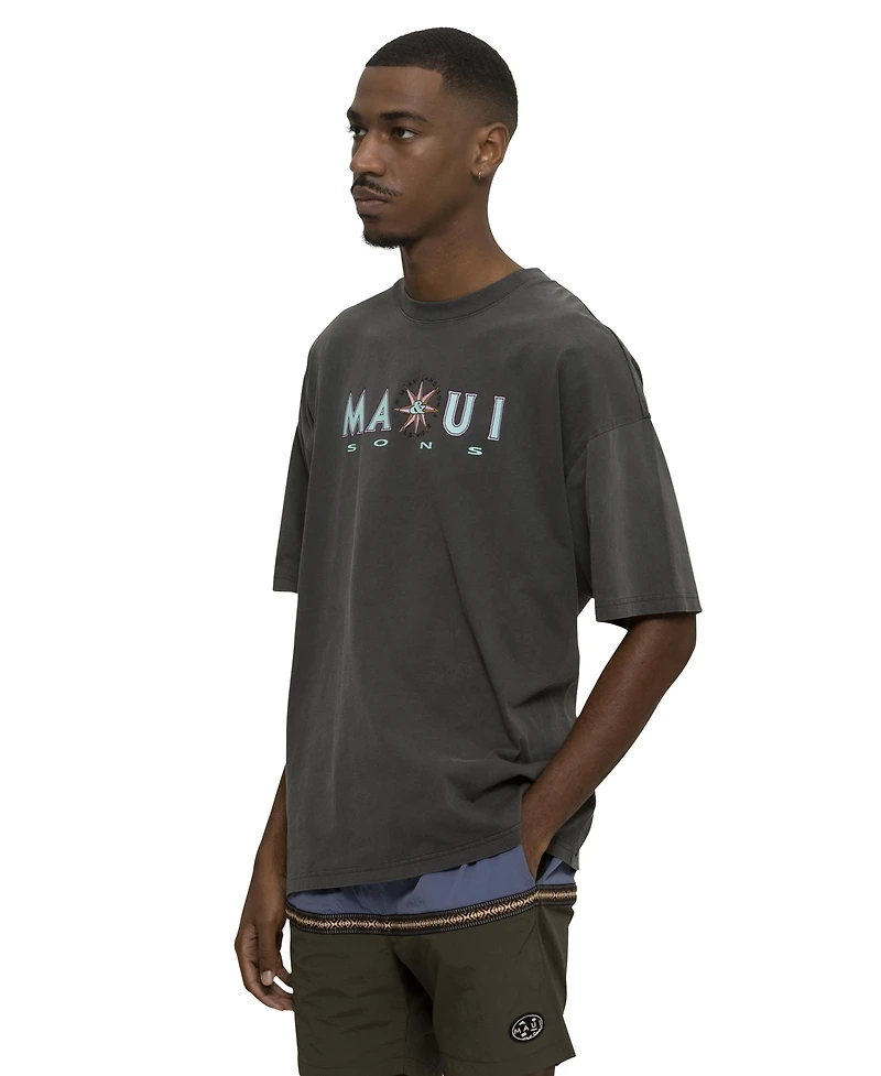 Maui and Sons Men's Compass Pigment Short Sleeve T-shirt