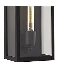 John Timberland Cornell Modern Outdoor Wall Light Fixtures Set of 2 Sand Black 16" Clear Glass Panels for Post Exterior Barn Deck House