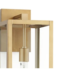 John Timberland Titan Modern Outdoor Wall Light Fixtures Set of 2 Soft Gold Rectangular Frame 20 1/4" Clear Glass for Post Exterior Barn